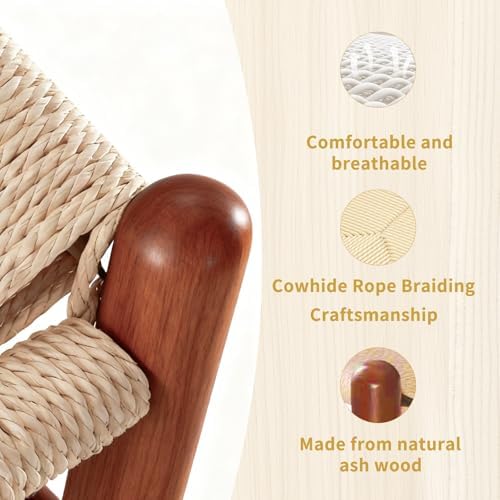 Y Wishbone Chair, Solid Ash Wood Dining Chair (Walnut) | Handwoven Paper Cord...