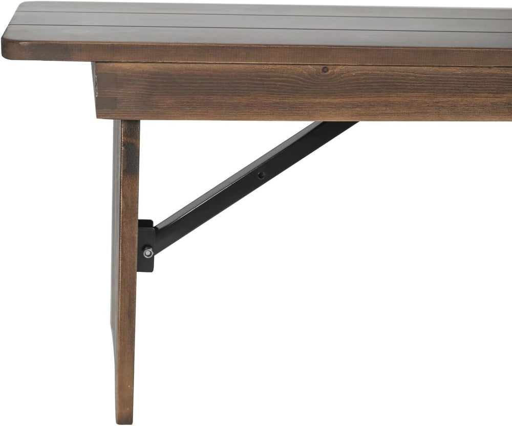 Flash Furniture Hercules 60x12 in Commercial Folding Bench, Rustic | Foldable...