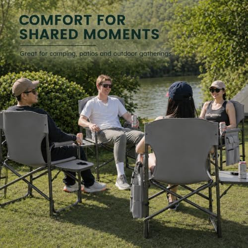 Colegence Oversized Directors Camping Chairs, 2 Pack, 600 lb, Black | Heavy d...