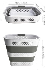 SAMMART 40L (10.5 Gallon) Collapsible Plastic Laundry Basket with Handles - Foldable Pop Up Storage Container/Organizer - Portable Laundry Hamper - Space Saving (1, White/Grey)