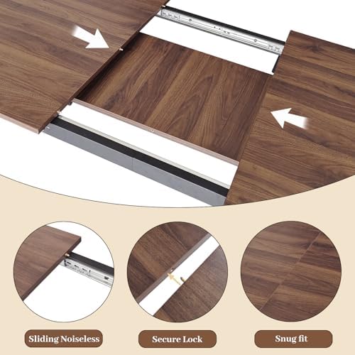 HIPIHOM Extendable Dining Table Set for 8, Walnut Kitchen Table with Chairs |...