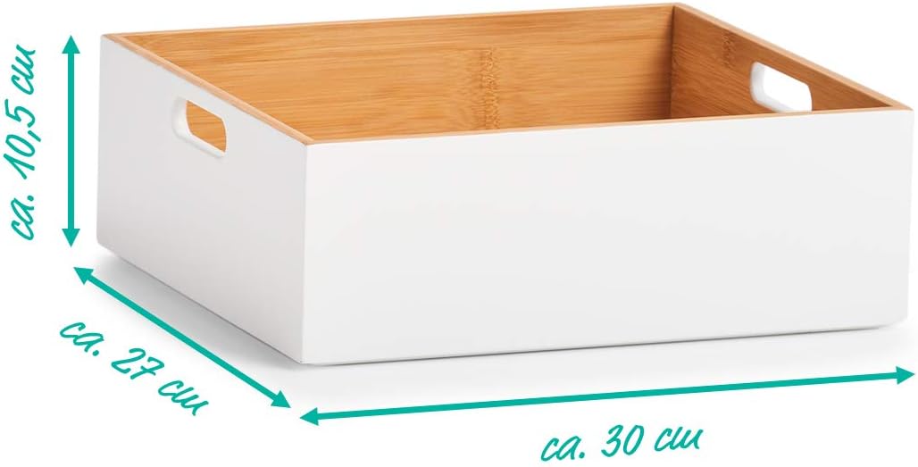 Zeller White Bamboo Storage Box, White, ca. 30 x 27 x 10,5 cm