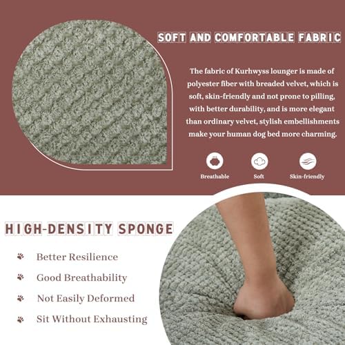 Upholstered Human Dog Bed for Adult & Pets, Convertible Lazy Sofa Bed wit...