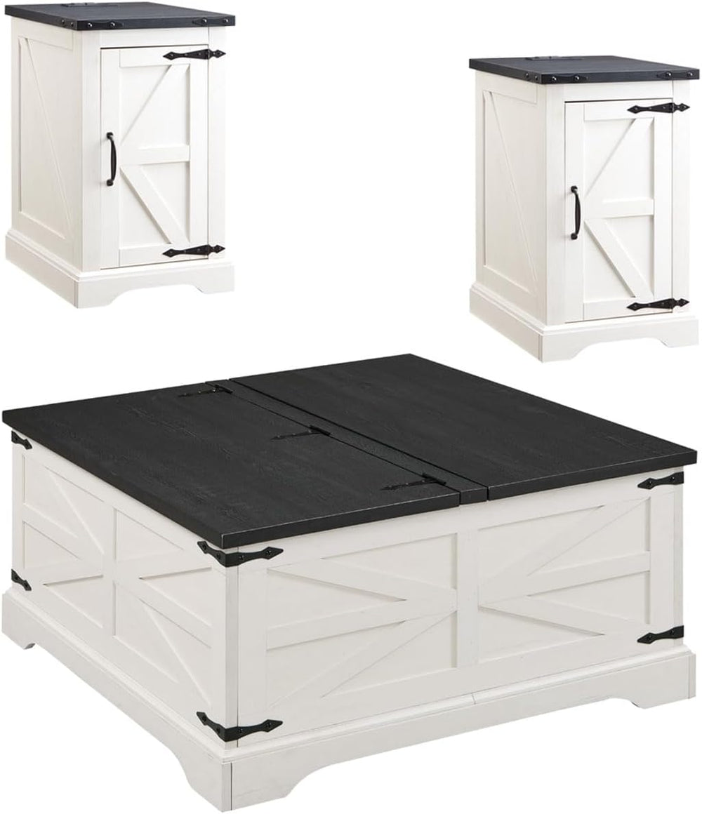 JXQTLINGMU 3-Piece Farmhouse Coffee Table and End Table Sets, Includeds 36&qu...