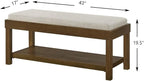 24KF Large Rectangular Storage Bench,Upholstered Seat Cushion,Ottoman Coffee Table with Beige Removable Cushion for Living Room,Entryway Bench Bed Bench with Solid Wood Shelf,5069-Beige