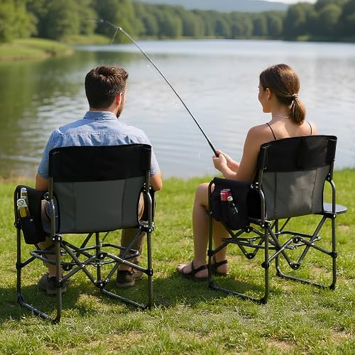 GarveeLife Oversized Directors Camping Chair Support 330 lbs, 1 PCS Black