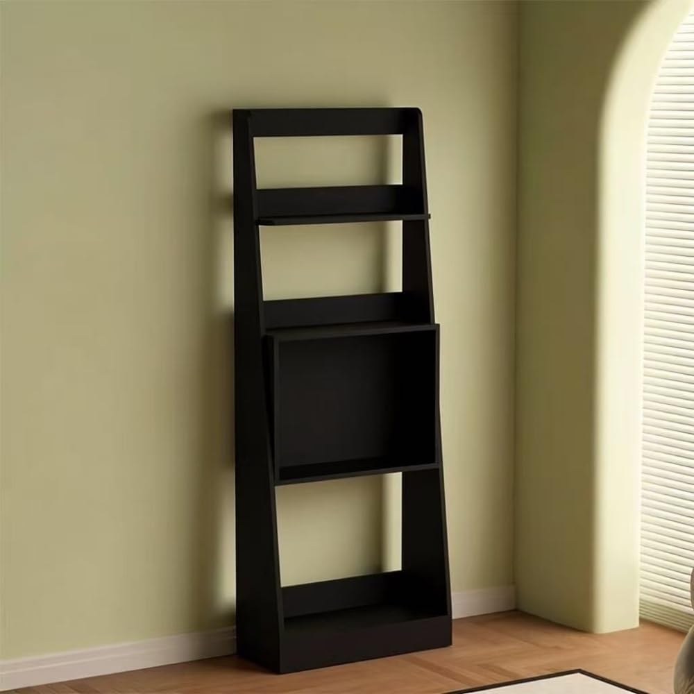 Vinta 4-Tier Wood Ladder Shelf - Stylish Open Display Rack, Floor-Standing Magazine Holder, Versatile Storage for Living Room & Study, Modern Home Decor