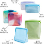 Stasher Premium Silicone Reusable Food Storage Bags, 6-Pack, Tie Dye Multi, Multi-Use Food Storage Bags, Lunch Bag, Travel Containers, BPA Free, Leak-free, Dishwasher-Safe, Eco-friendly