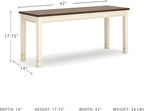 Signature Design by Ashley WhiteOwing Bench, 44.25" W x 16.25" D x4.25 H, White