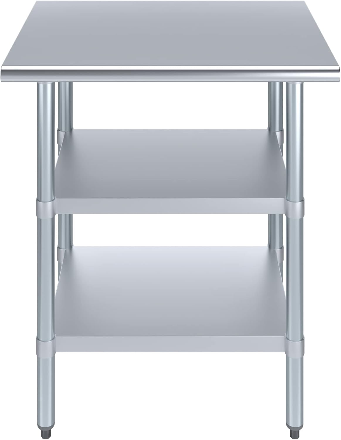 AmGood Stainless Steel Work Table with 2 Shelves | NSF | Metal Utility Table (30" Long x 24" Deep)