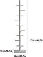 White 9 Tier Metal Bookshelf, Space Saving Narrow Ladder Shelf with Adjustable Shelves for Small Rooms, Vertical Storage Rack for Home Office Living Room Organization