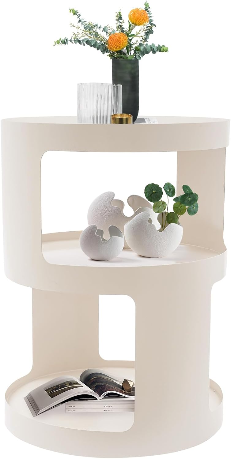 Bed Side Table, Round End Table Metal Small Bedside Table, Modern Nightstand ...