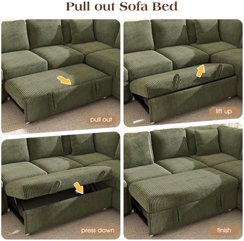 Ihanherry 7-Seater Large Sectional Sofa Bed with Storage Ottoman & Lovesc...