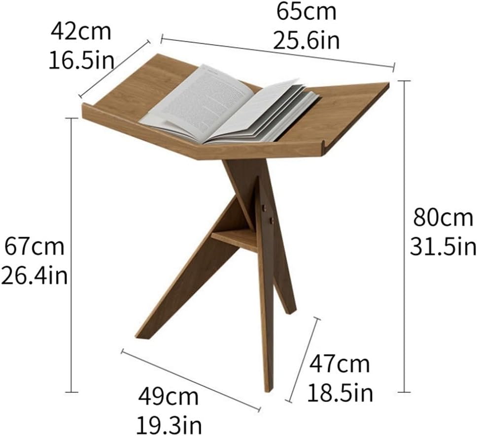 Solid Wood Floor Book Stand for Reading, Irregular Side Table Used for Readin...