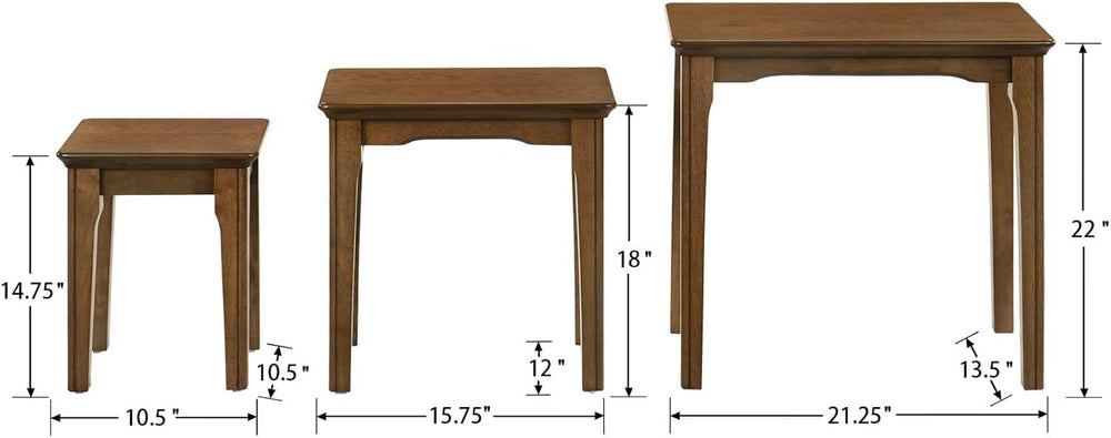 Kmax Nesting Tables Set of 3, Small Sofa Side Table Rustic Stacking End Table...