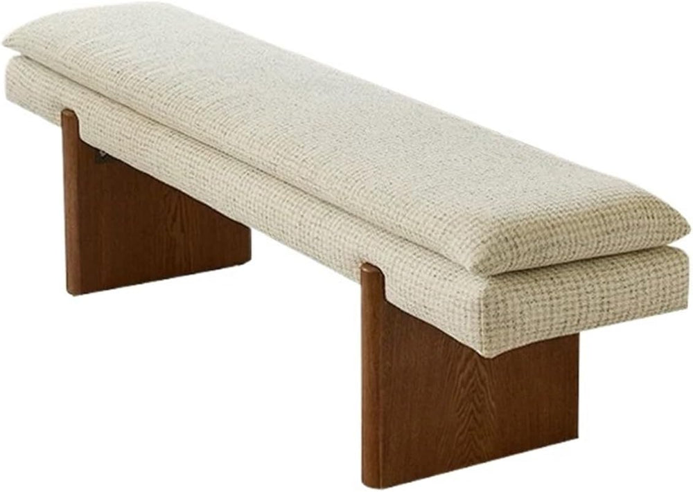 Modern White Bedroom Bench Walk-in Closet Wooden and Fabric Entryway(XS)