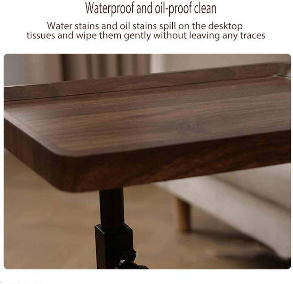 C Shaped End Table Adjustable Height with Wheels, Couch Tables That Slide Und...