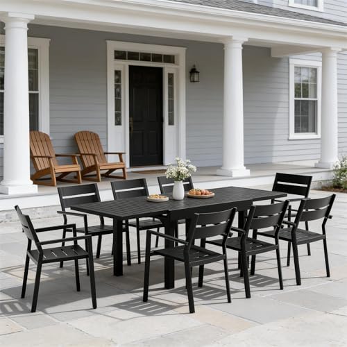 Pellebant 9-Piece Aluminum Outdoor Patio Dining Table Set for 8 Person