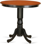 East West Furniture JAKE3-BLK-W 3 Piece Counter Height Dining Table Set Contains a Round Kitchen Table with Pedestal and 2 Dining Room Chairs, 36x36 Inch, Black & Cherry