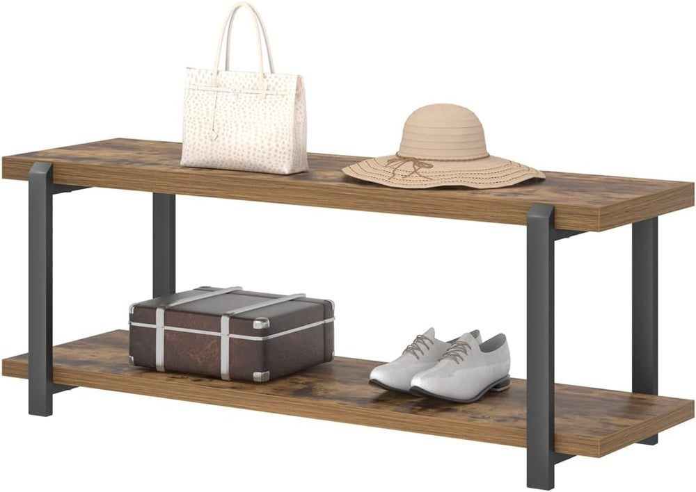 EXCEFUR Entryway Bench, Industrial Shoe Storage Bench for Living Room Bedroom...