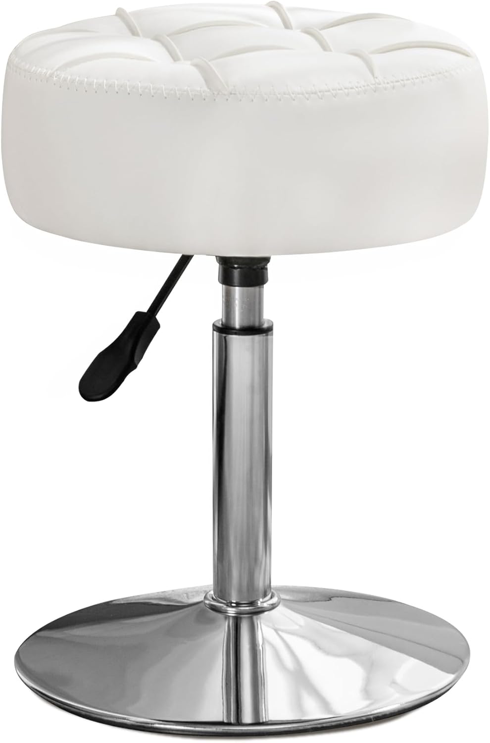 LUE BONA Adjustable Vanity Stool, 360 Swivel Chair for Makeup Room, White Fau...