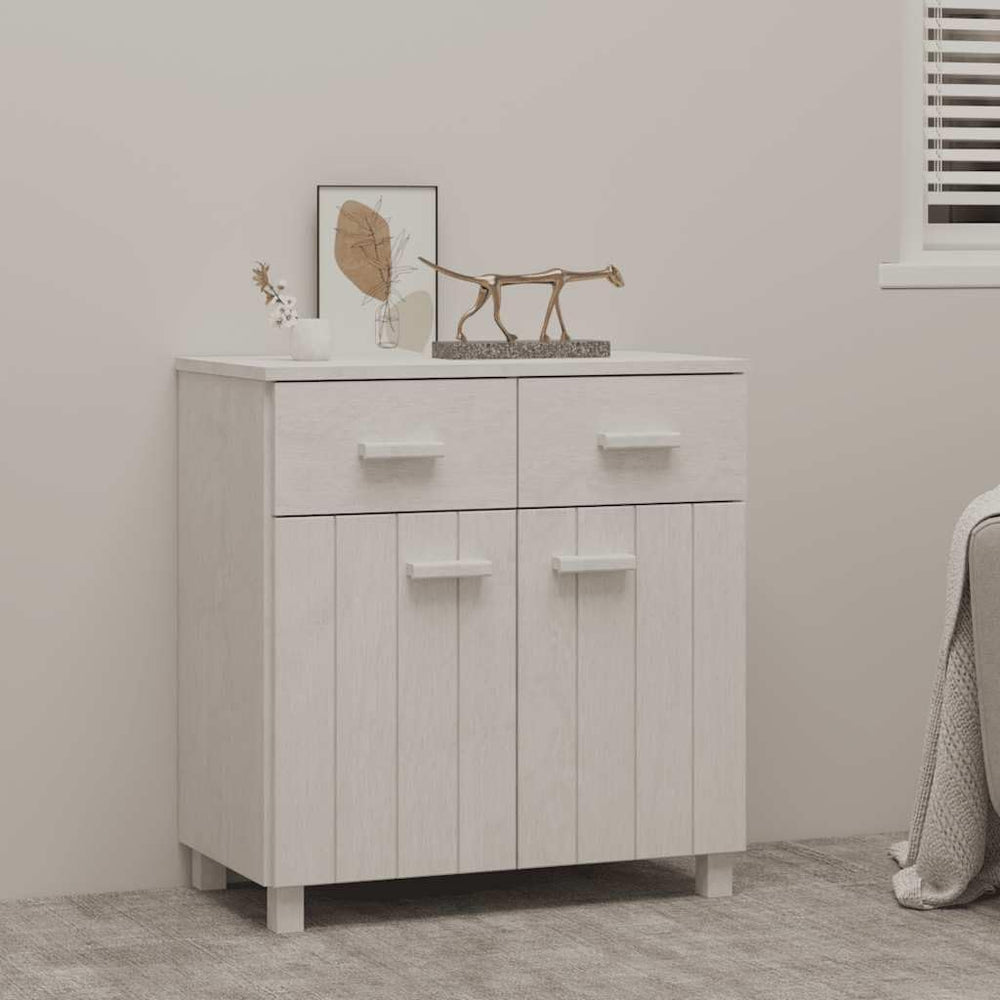 White Solid Pine Wood Sideboard with Matte Finish, 31.1 x 15.7 x 31.5 Inches,...