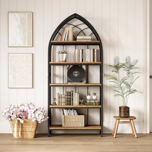 LITTLE TREE 74.8" Tall Bookshelf, 5-Tier Heavy Duty Bookcase, Large Load...
