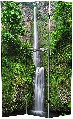 Red Lantern 6 ft. Tall Double Sided Mountaintop Waterfall Canvas Room Divider...