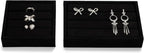 Black Velvet 3-Slots Jewelry Ring Display Tray Showcase Small Jewelry Display Organizer Tray for Rings(M)