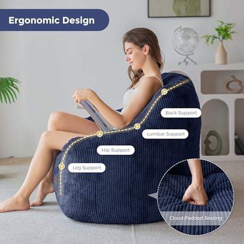 MAXYOYO Bean Bag Chair for Adults, Foam-Filled Floor Sofa for Reading | Bean ...
