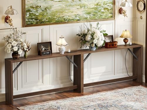 TIQLAB 9.1 Inch Narrow Console Table with Power Outlet,Sofa Table Set of 2，To...