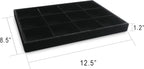 Frebeauty Stackable Velvet Jewelry Organizer Trays for Drawers Inserts Jewelry Storage Tray Display Case, Stud Earrings Bracelets Necklace Rings Accessories Trays for Women (Set of 2 Black)