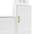 98.4" W Wall Unit Entertainment Center with Bookshelves for TVs up to 80", Modern TV Stand Media Console with Cabinets, Tempered Glass Doors for Living Room (White/T3)