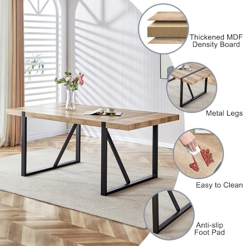 Dining Table Set for 6, 71'' Wood Dining Table and Chairs Set of 6
