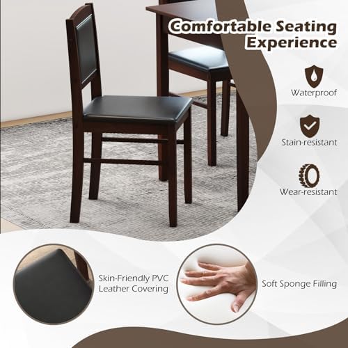 GIANTEX 5-Piece Dining Table Set for 4, Wooden Kitchen Table and Chairs with ...