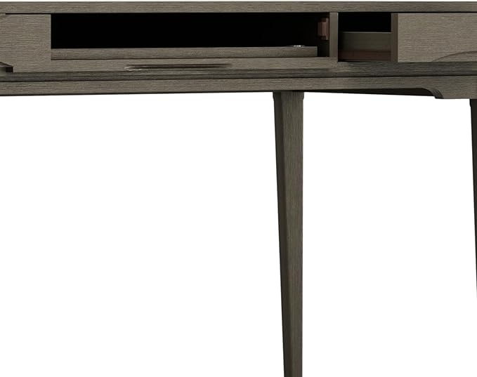 SIMPLIHOME Harper Desk - 60-Inch Wide Solid Hardwood Writing Desk in Farmhouse Grey, Mid-Century Modern Home Office Computer Table for Workspace or Study with 2 Drawers and Flip-Down Keyboard Tray