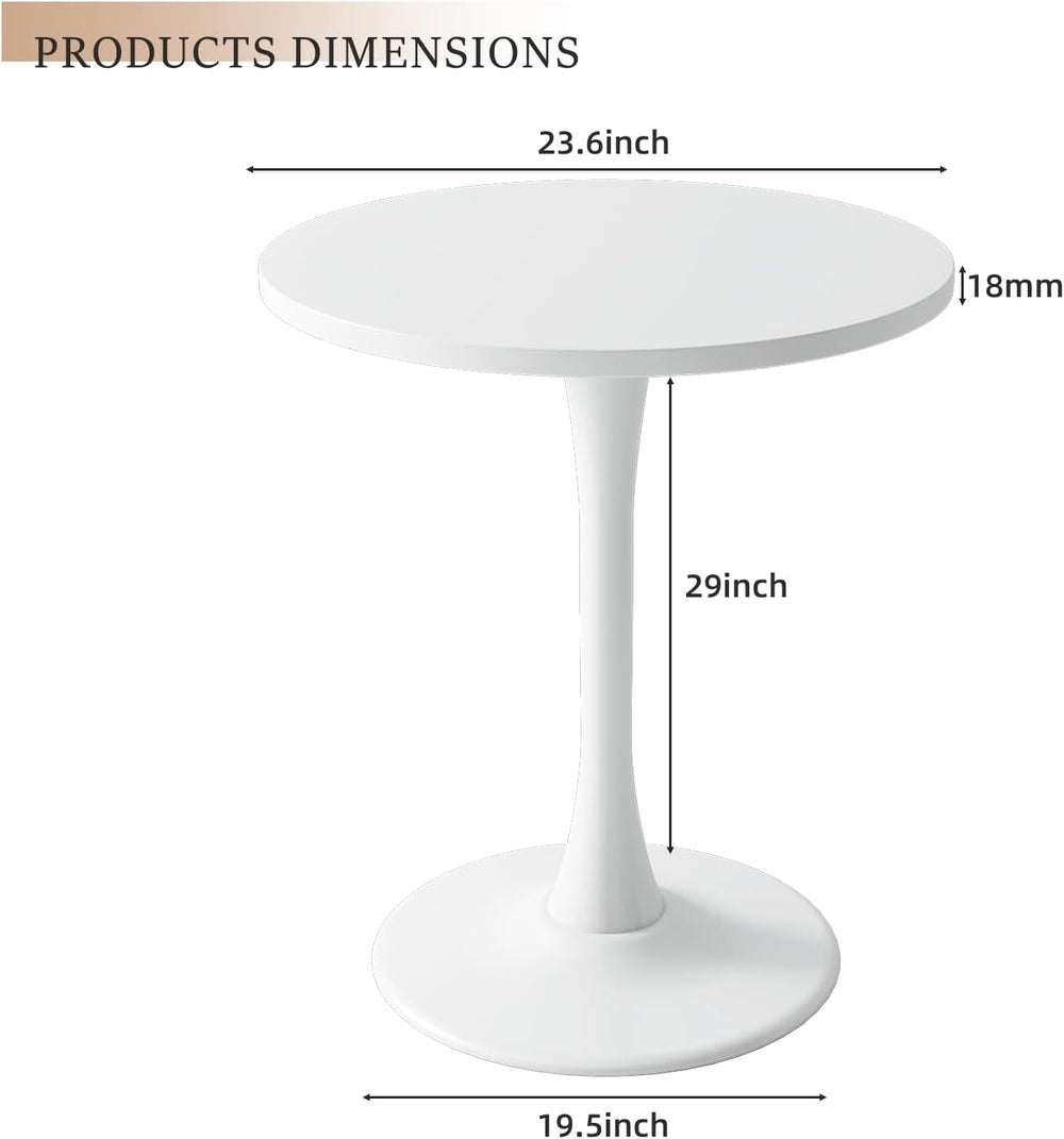 Modern White Round Dining Table 24 inch, White Tulip Round Table for Two Peop...