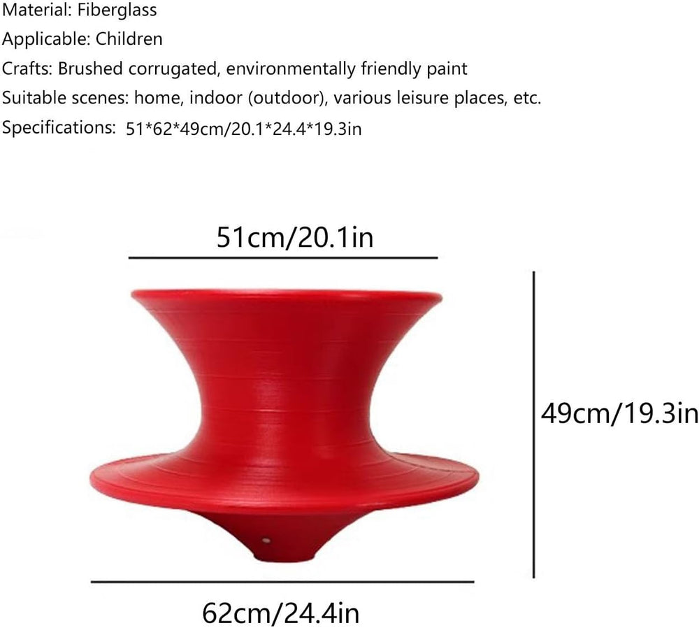 Modern Red Fiberglass Rotating Gyro Spun Chair, 360 Swivel, Indoor/Outdoor, 2...
