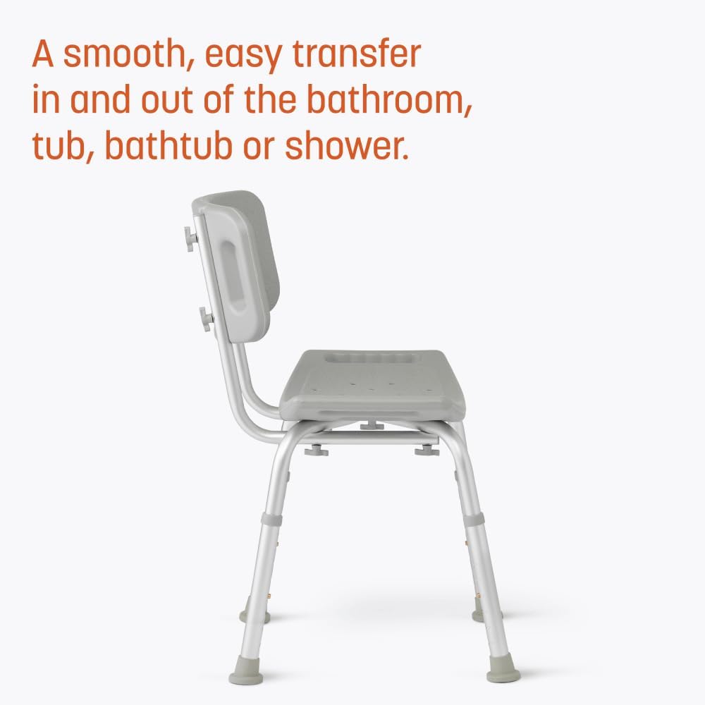 Caring Bath Chair for Seniors, Shower Seat with Back, Suction Feet, Non-Slip ...