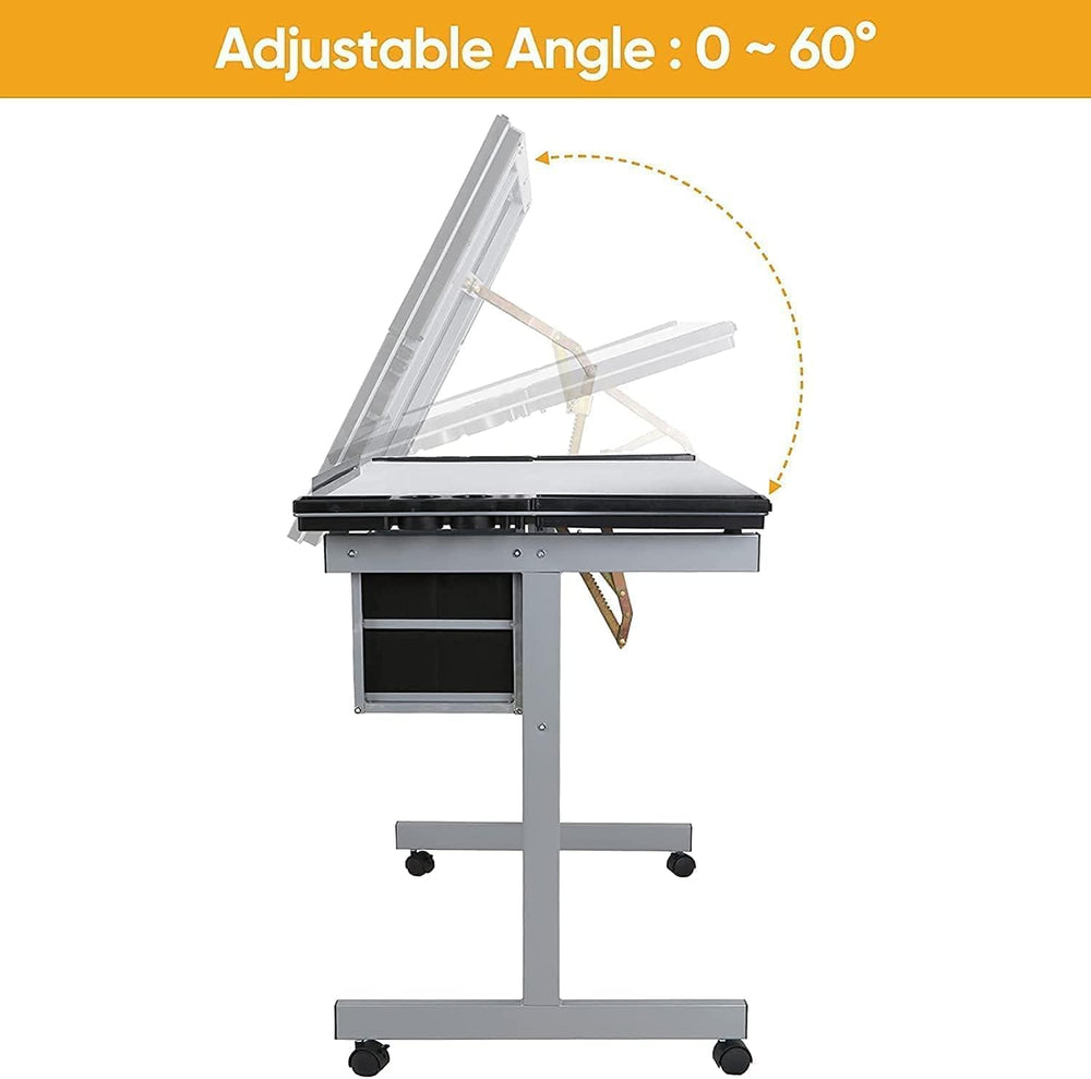 Adjustable Drafting Table Drawing Desk Art Craft Station Drafting Desk Glass ...