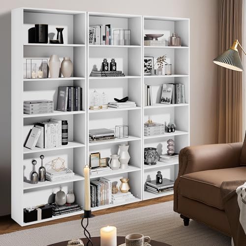 GRUSIGN 71" Tall 6-Tier Bookshelf, Large Open Display Bookcase with Ampl...