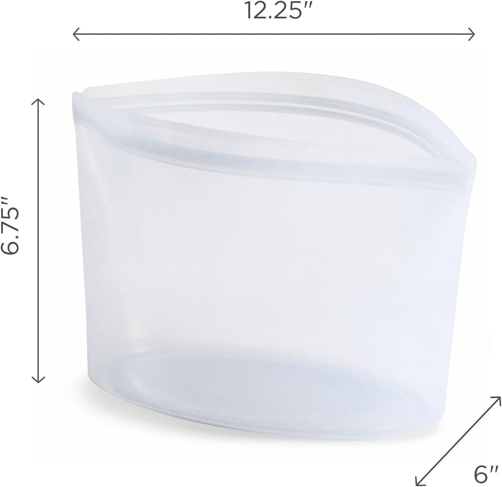 Stasher Premium Silicone Reusable Food Storage Bowl, Clear, Microwave, Sous Vide, Dishwasher, Oven and Freezer Safe, BPA Free, Leak-free, Eco-friendly, 8-Cup Bowl