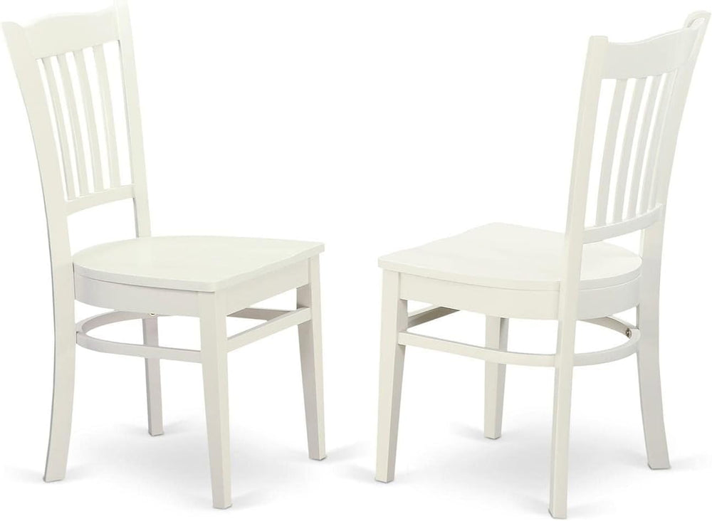 East West Furniture GRC-WHI-W Groton Dining Chairs - Slat Back Wooden Seat Ch...