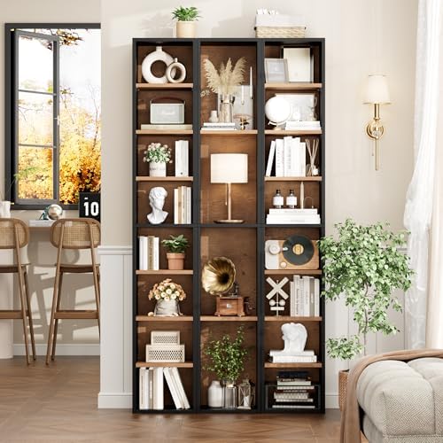 FOTOSOK Bookshelf Bookcase 8-Tier Narrow Bookshelf Tall CD Media Tower Rack