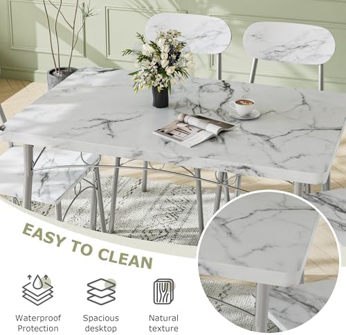 VECELO Dining Table Set for 4, 5-Piece Kitchen Table with 4 Chairs, MDF Board...