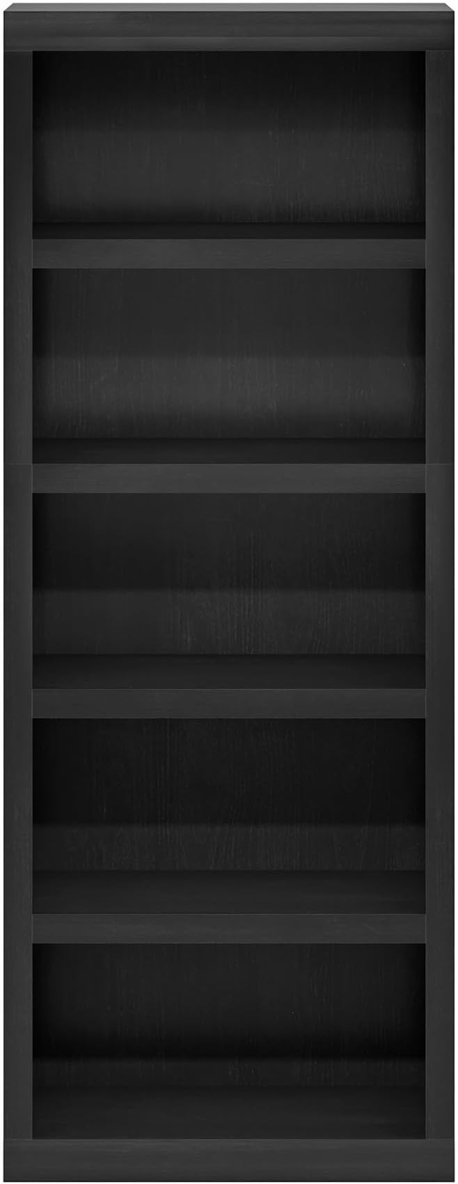 Furinno Rail 5-Tier Open Shelf Bookcase with Classic Style Edges, Blackwood