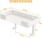 JUYSON Ironing Board Holder Wall Mount, Iron Board Storage Hanger for Laundry Rooms, Iron and Ironing Board Set Holder (White-with Shelf)