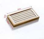 Coward Bamboo Ring Display Holder Jewelry Storage Tray Organizer Ring Stand For Home Desk or Shop Store Selling Show(beige)
