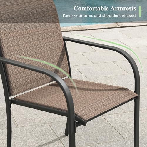 3 Pieces Outdoor Dining Set, Stackable Textilene Paito Chairs & 27.5&quot...