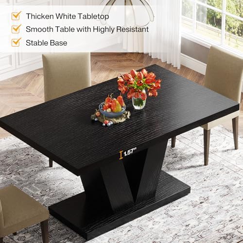 Tribesigns 47-Inch Dining Table for 4, Black Kitchen Dinner Table with Heavy ...